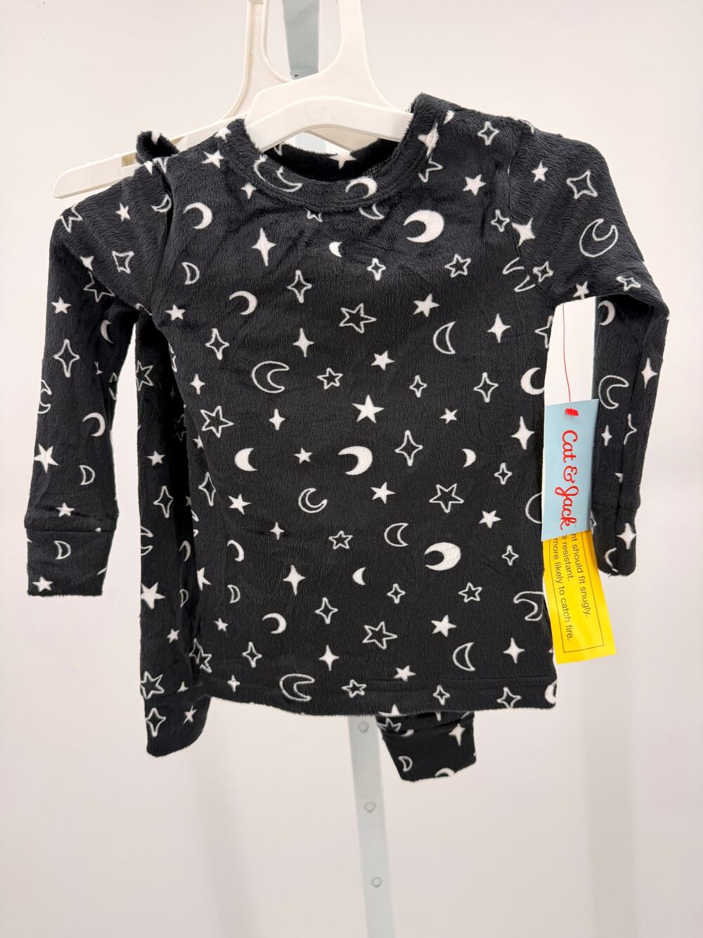Cat & Jack Snuggly Soft Moon & Stars Pajama Set 18M Black White NWT